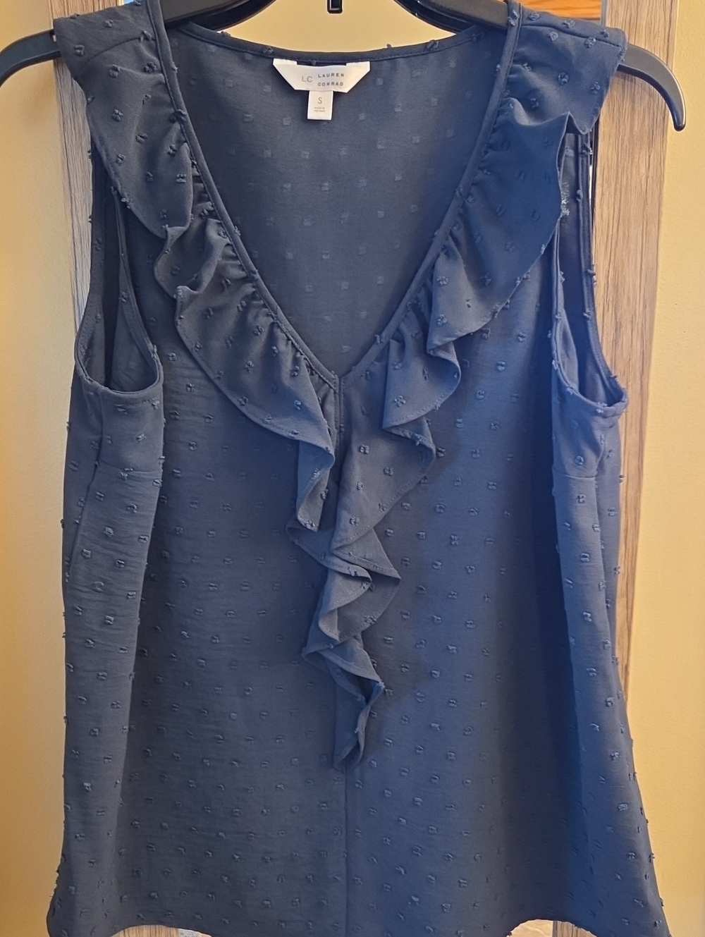 LC Lauren Conrad Navy Sleeveless Ruffle V-Neck Camisole